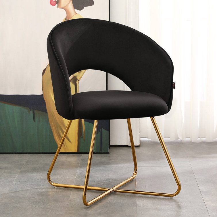 Black velvet accent online chair